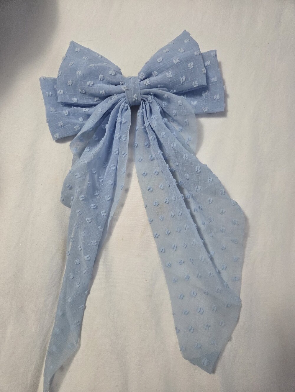 Light Blue Textured Bow Hair Clip for Kids